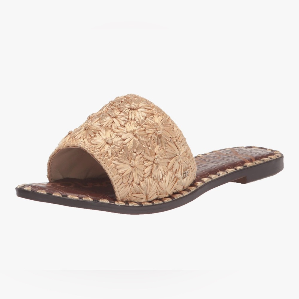 Sam Edelman Women's Giovanna Flat Sandal - Gold Raffia (5)